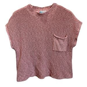 Free People FP Beach Blush Freya Rib Knit Funnel Neck Boxy Sweater Large